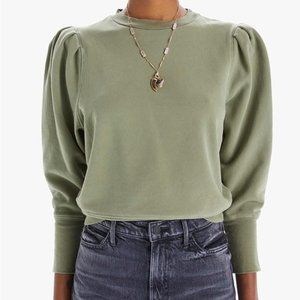 MOTHER The Curve Ball Puff Sleeve Sweatshirt Avocado